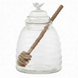 HONEY JAR WITH HONEY DIPPER, SET OF 2