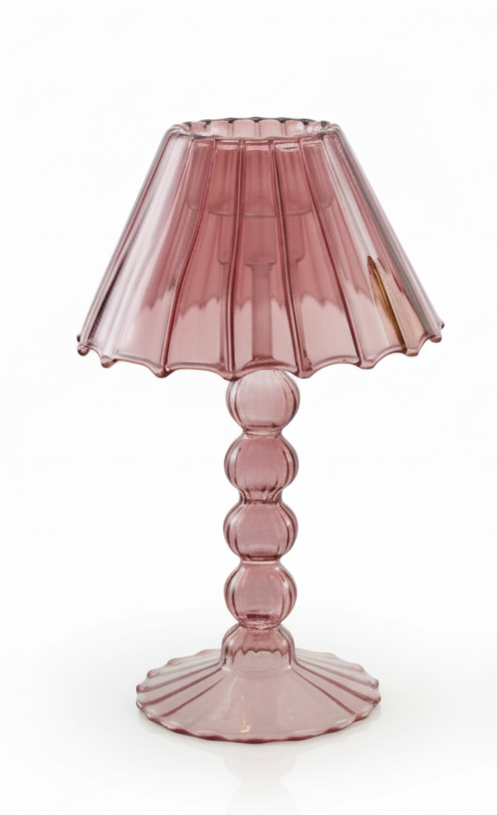 GLASS SCALLOPED TABLE LIGHT TEALIGHT/TAPER HOLDER, 2 COLORS
