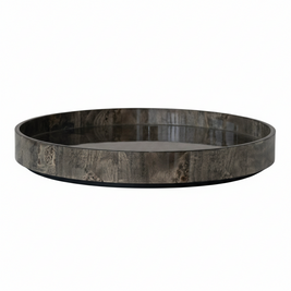 MDF & BURL WOOD VENEER LAZY SUSAN, CHARCOAL COLOR