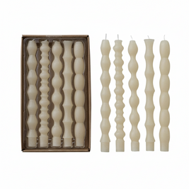 UNSCENTED TAPER CANDLES IN BOX, CREAM COLOR, SET OF 5