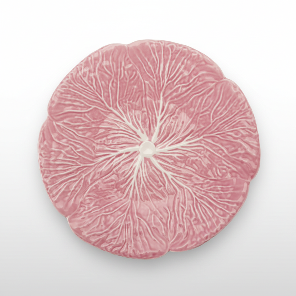 STONEWARE CABBAGE SHAPED PLATE, PINK