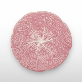 STONEWARE CABBAGE SHAPED PLATE, PINK