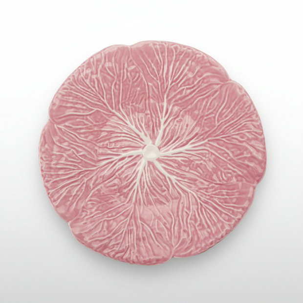 STONEWARE CABBAGE SHAPED PLATE, PINK
