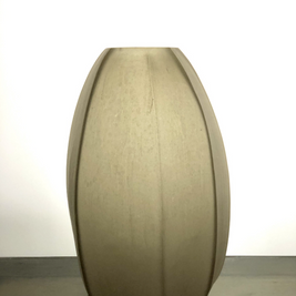 POTLI VASE LARGE STONE CUT SMOKE BROWN DIA 11.75” - A - SMOKE BROWN
