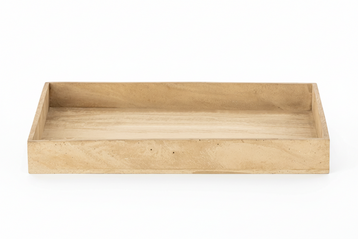 RECTANGULAR LARGE SERVING TRAY RESIN DIA 17.7” - BEIGE