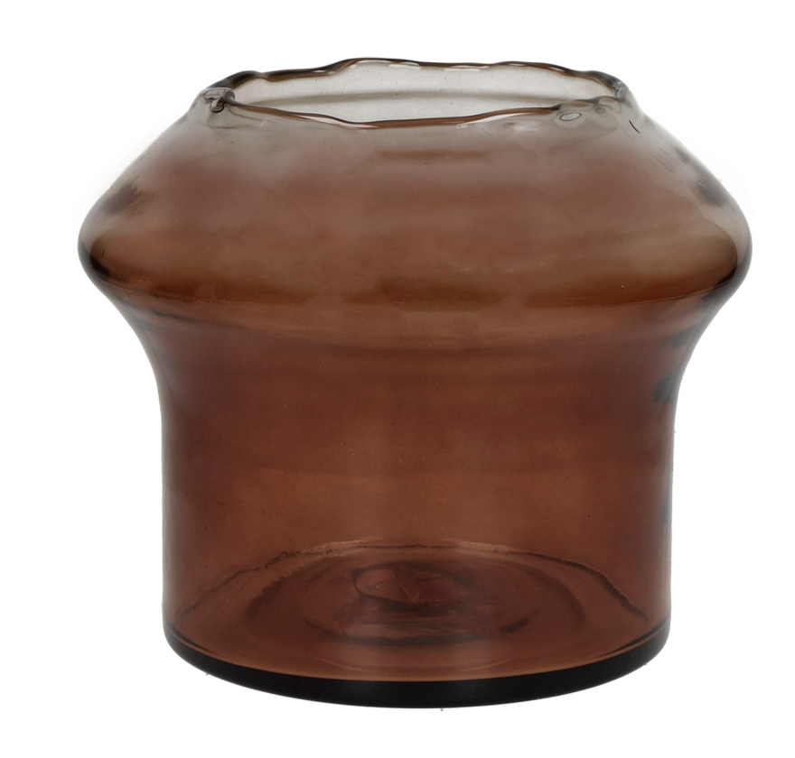 FAMIGLIA ROUND AMBER VASE GLASS - AMBER