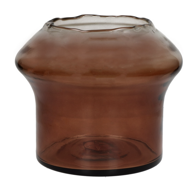 FAMIGLIA ROUND AMBER VASE GLASS - AMBER