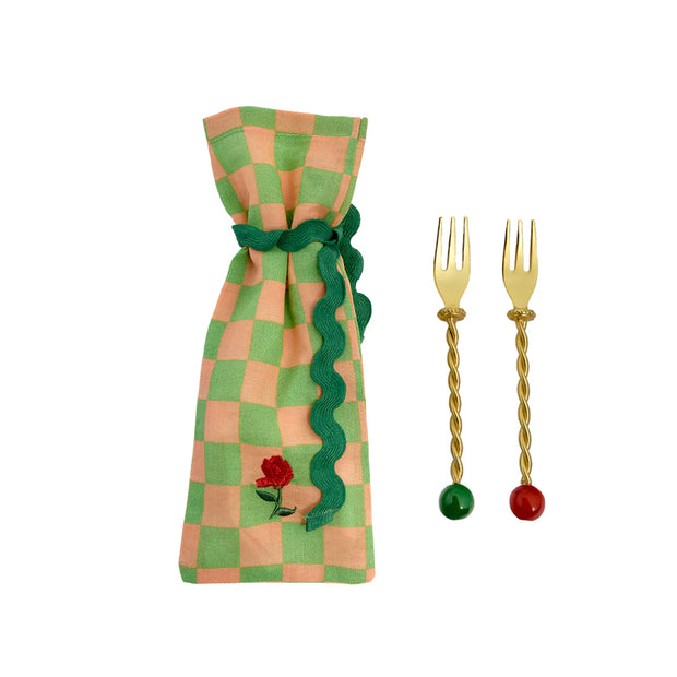 SET 2 GOLD FINISH STEEL FORKS