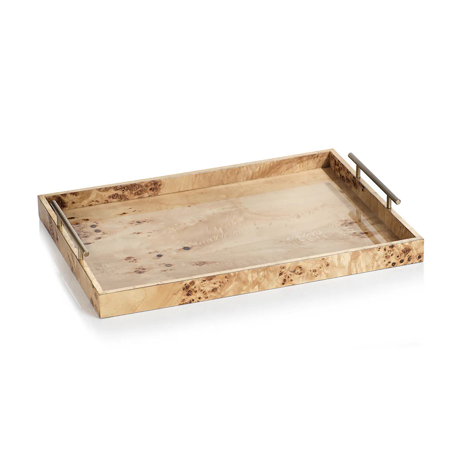 LEIDEN BURL WOOD DESIGN RECTANGULAR TRAY
