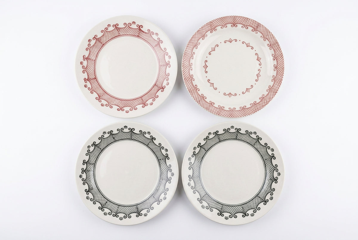 STONEWARE PLATE W PATTERN, 2 COLORS