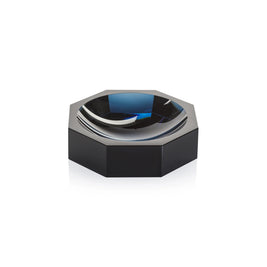 GLASS CRYSTAL OCTAGON BOWL DEEP BLUE