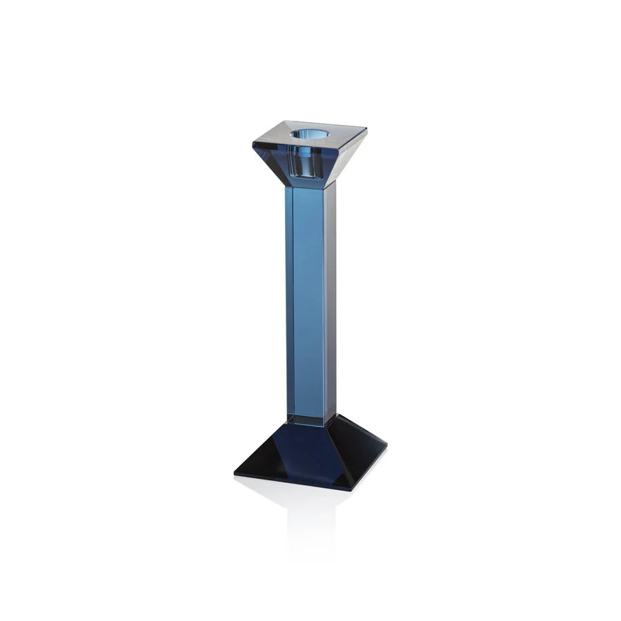 GLASS CRYSTAL TAPER HOLDER - DEEP BLUE