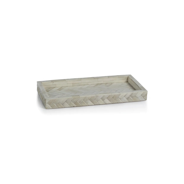 BONE BRAIDED TRAY WHITE SMALL