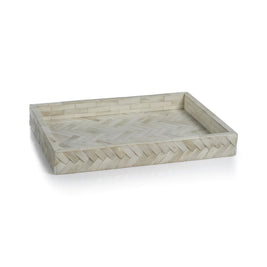 BONE BRAIDED TRAY WHITE LARGE