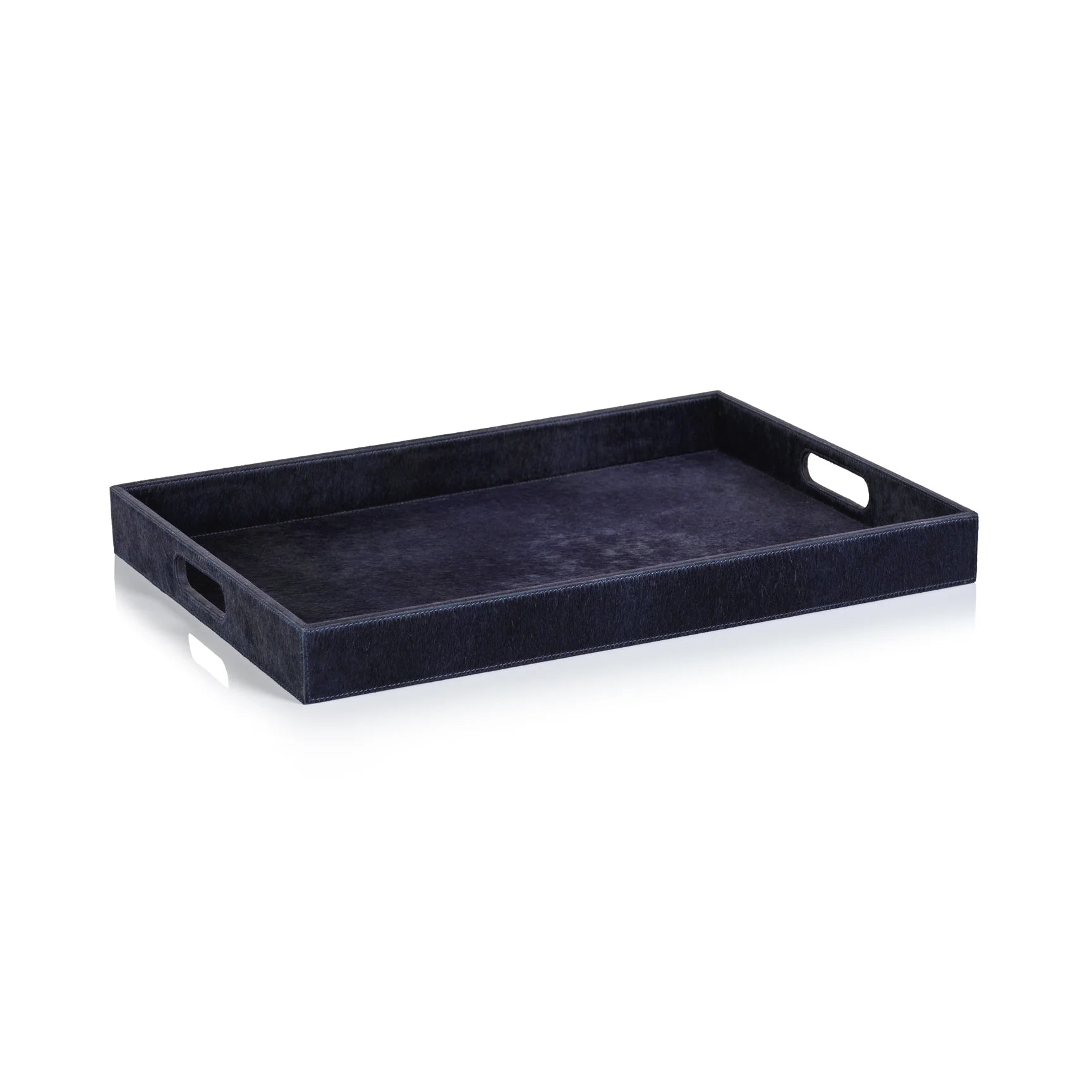 CORVIGLIA HAIR ON HIDE LEATHER SERVING TRAY NAVY