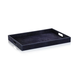 CORVIGLIA HAIR ON HIDE LEATHER SERVING TRAY NAVY