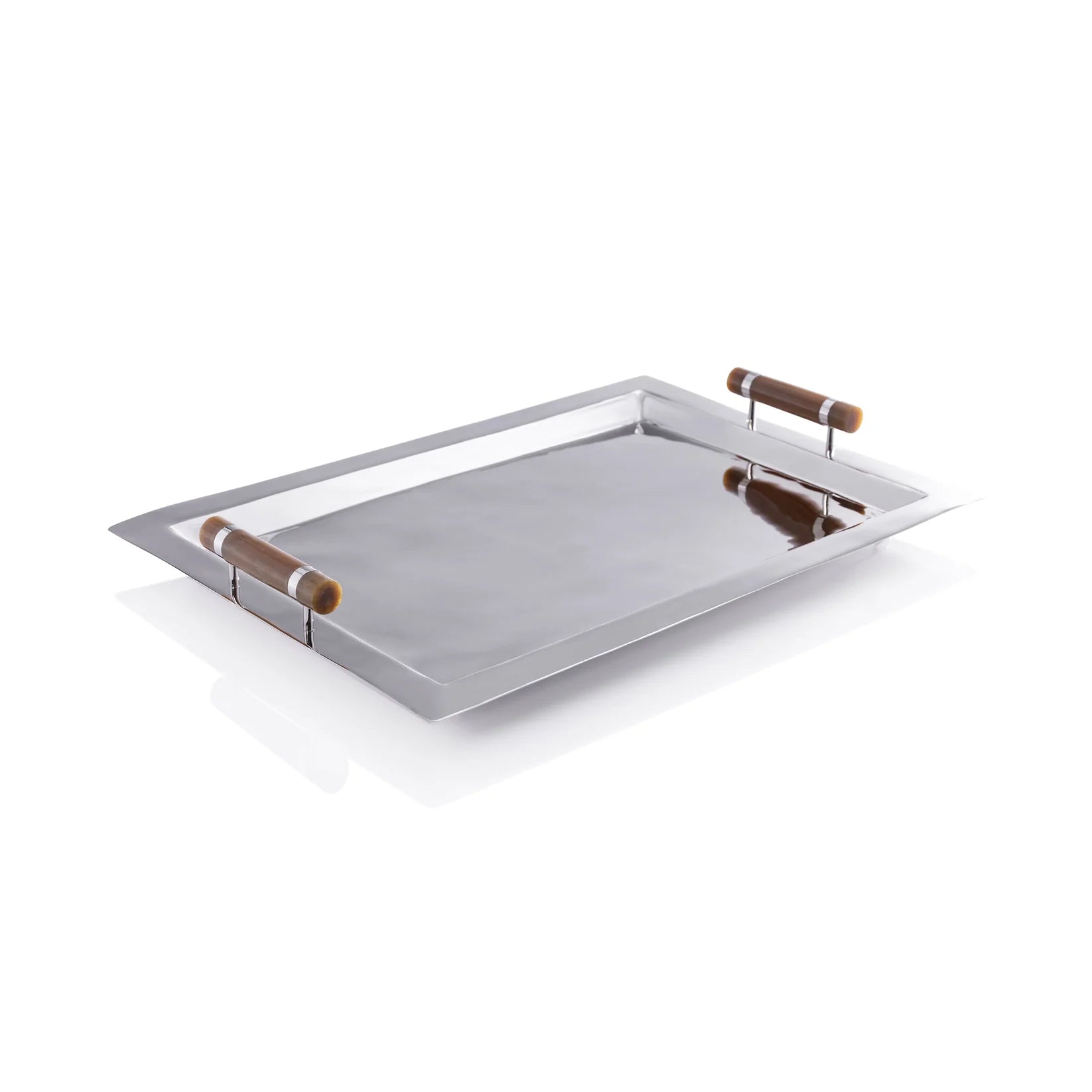 SPIGA SERVING BAR TRAY - NICKEL WITH AMBER ACCENT