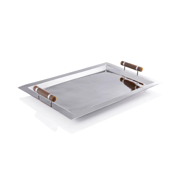 SPIGA SERVING BAR TRAY - NICKEL WITH AMBER ACCENT