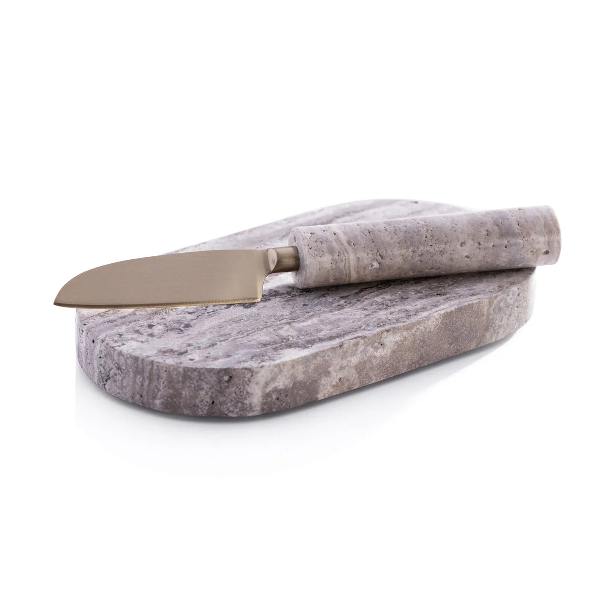 MARBLE CUTTING BOARD WITH CUTTING KNIFE - TRAVERTINE