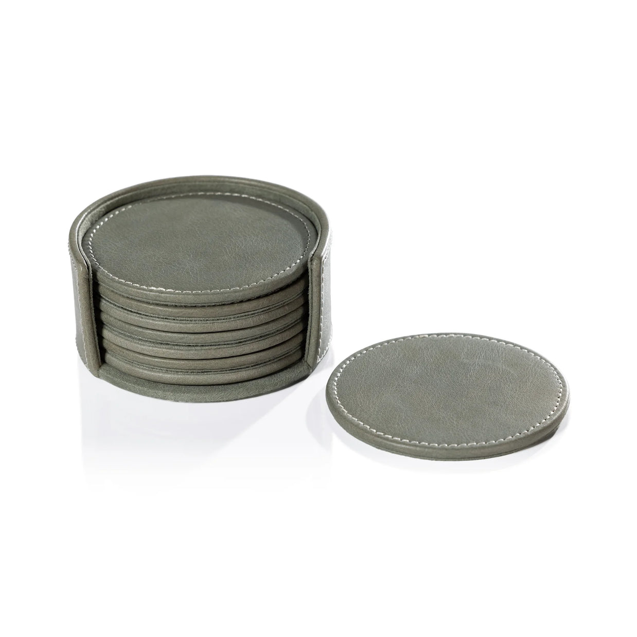 LEATHER COASTERS SET OF 8 SAGE