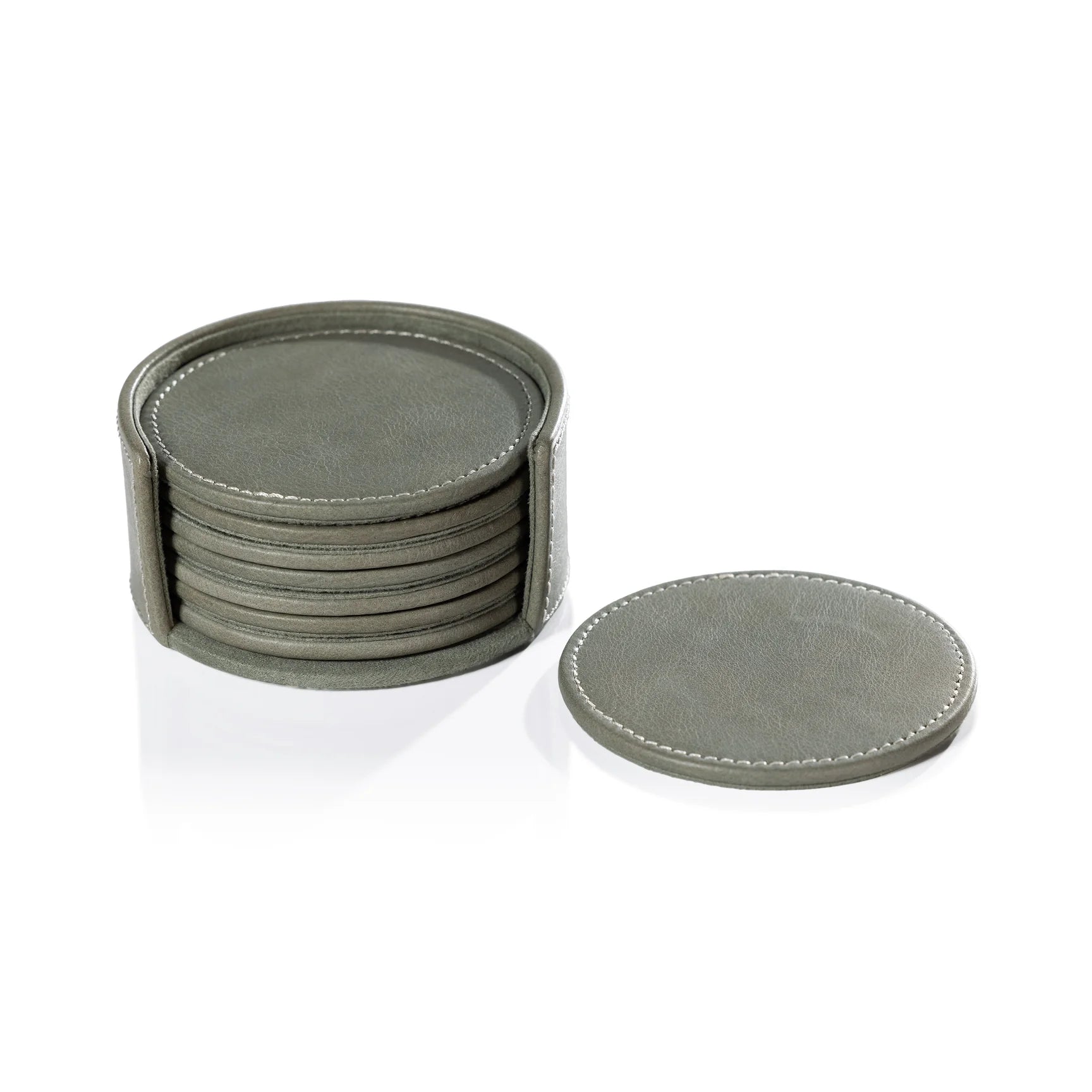 LEATHER COASTERS SET OF 8 SAGE