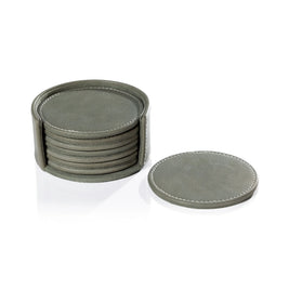 LEATHER COASTERS SET OF 8 SAGE
