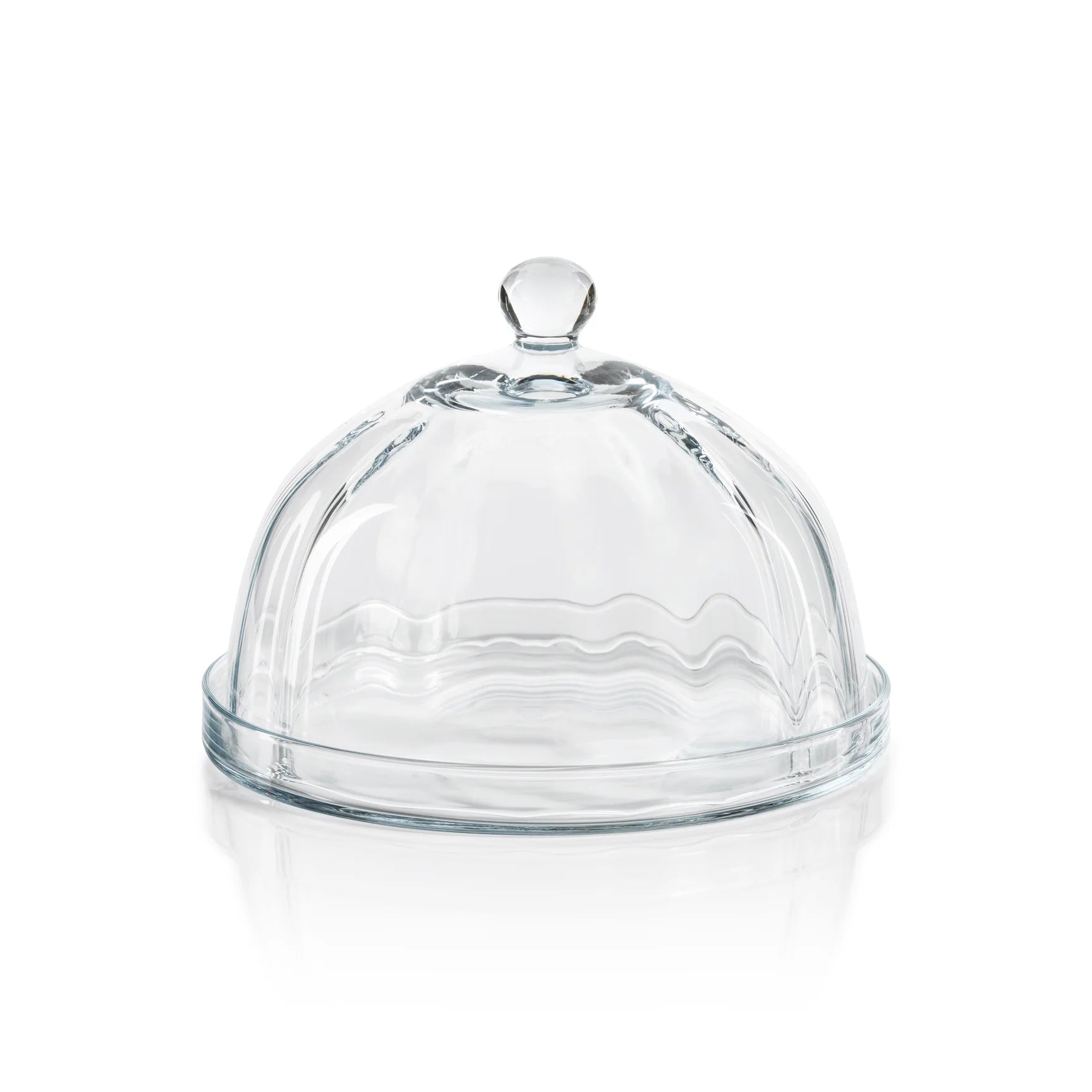 LOULOU OPTIC PASTRY GLASS PLATE W CLOCHE
