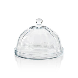 LOULOU OPTIC PASTRY GLASS PLATE W CLOCHE
