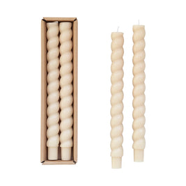 UNSCENTED TWISTER TAPER CANDLES IN BOX - SET OF 2