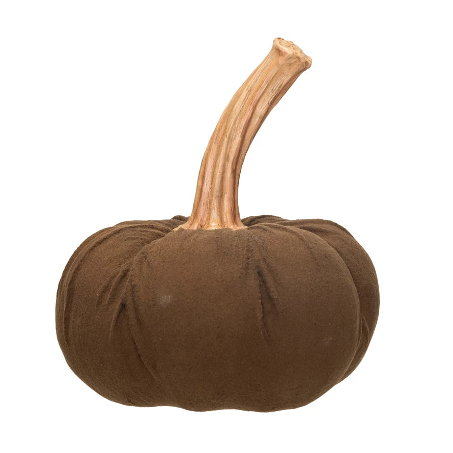FLOCKED RESIN PUMPKIN