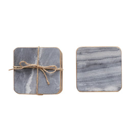 MARBLE COASTERS WITH GOLD EDGE - SET OF 4
