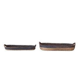 HAND - WOVEN BREAD BASKETS W/ HANDLES - SET OF 2