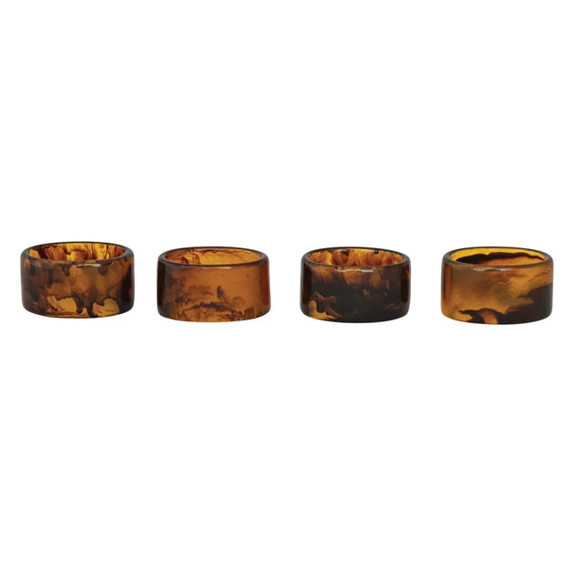 NAPKIN RINGS TORTOISE SHELL FINISH - SET OF 4