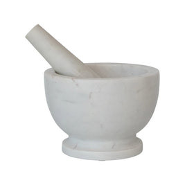 MARBLE MORTAR & SET PESTLE - SET OF 2
