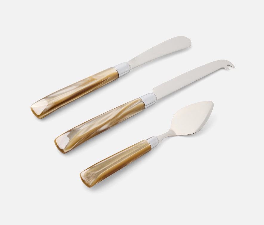 COLSON CHAMPAGNE POLISHED SILVER SET OF 3 CHEESE KNIVES