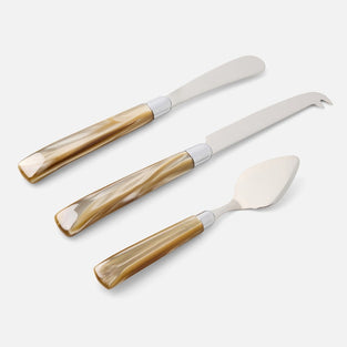 COLSON CHAMPAGNE POLISHED SILVER SET OF 3 CHEESE KNIVES