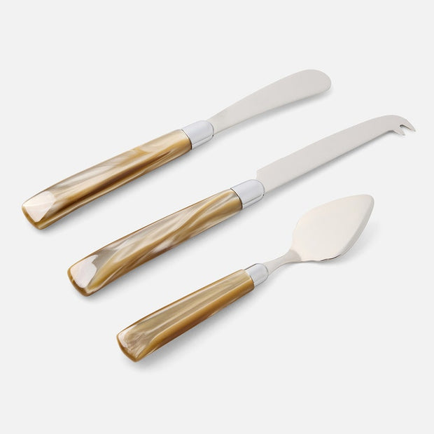 COLSON CHAMPAGNE POLISHED SILVER SET OF 3 CHEESE KNIVES
