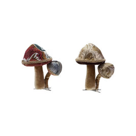 FABRIC JACQUARD & VELVET MUSHROOM CLIP - ON ORNAMENT - 2 STYLES