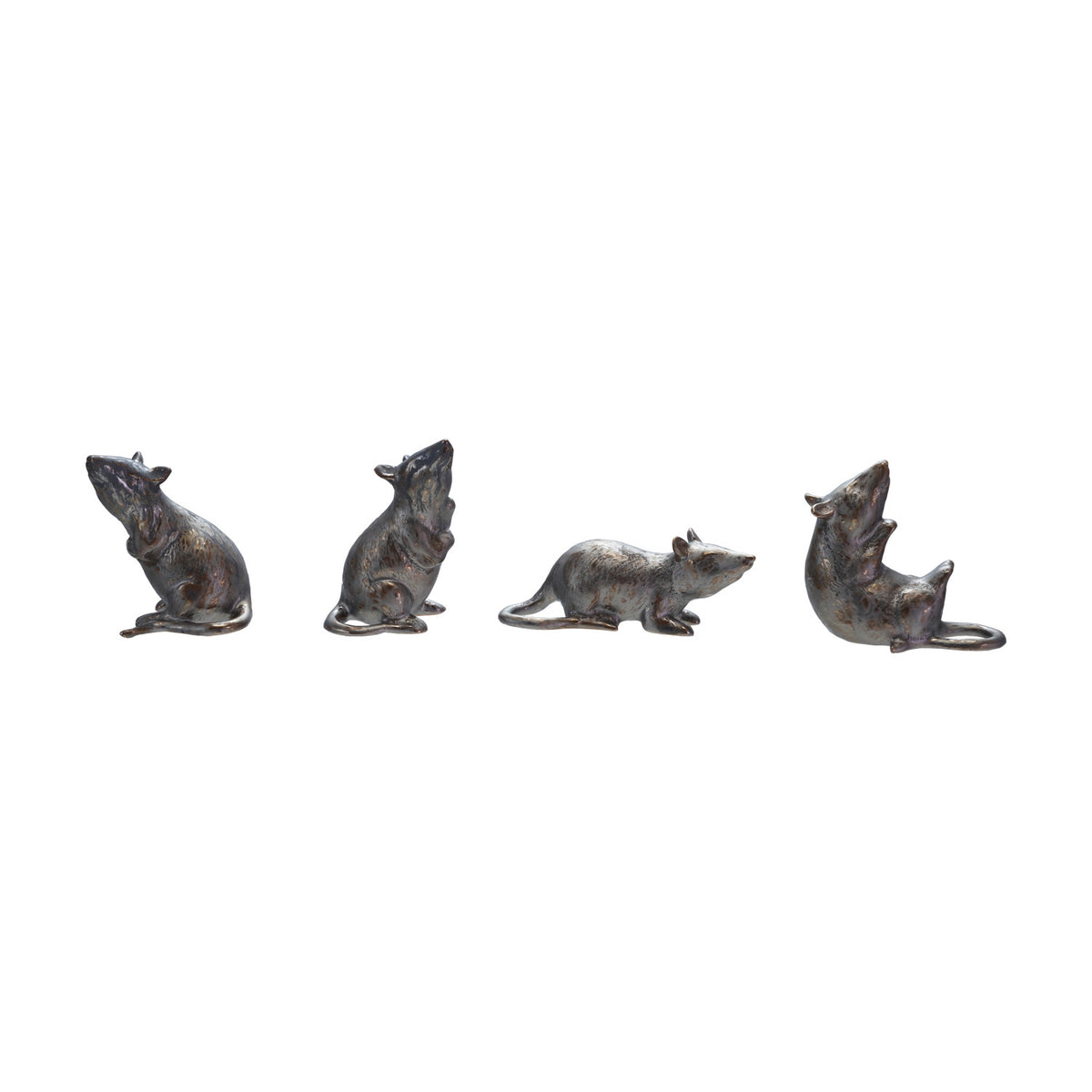 STONEWARE RAT, REACTIVE METALLIC GLAZE, 4 STYLES (EACH WILL VARY)