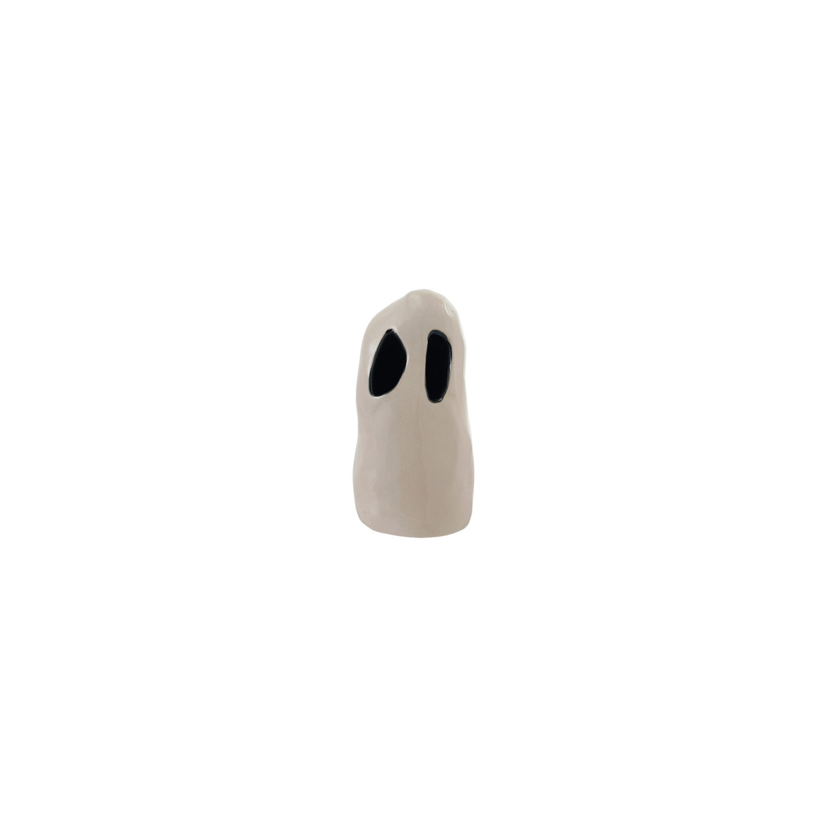 STONEWARE GHOST WITH CUT-OUTS, WHITE & BLACK
