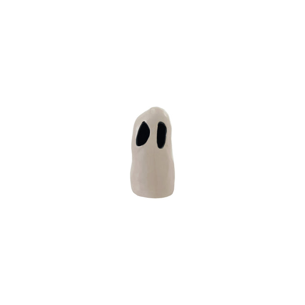 STONEWARE GHOST WITH CUT-OUTS, WHITE & BLACK