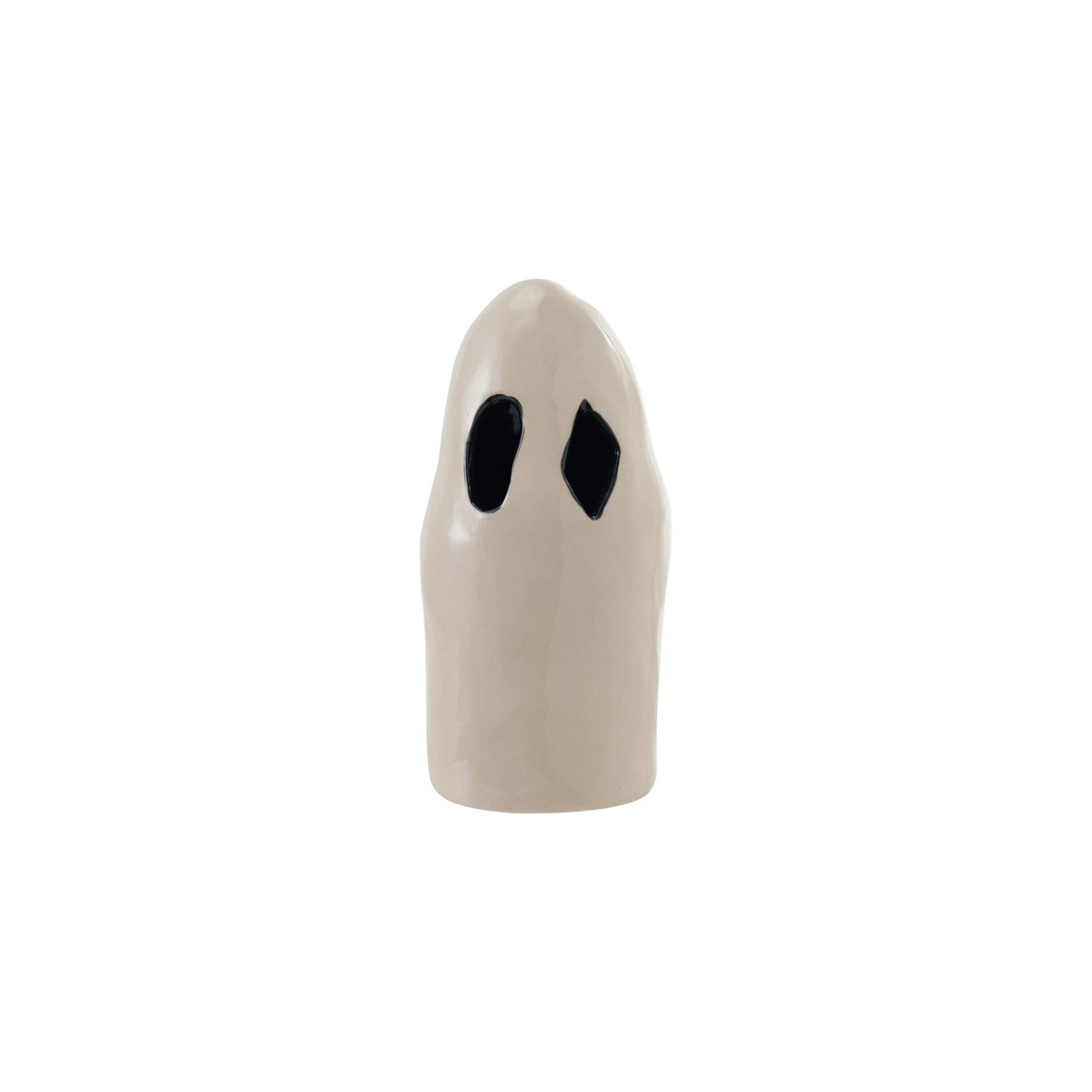 STONEWARE GHOST WITH CUT-OUTS, WHITE & BLACK
