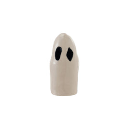 STONEWARE GHOST WITH CUT-OUTS, WHITE & BLACK