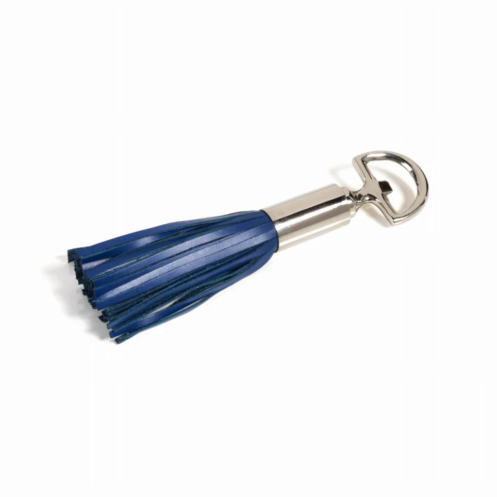 ROYAL LEATHER TASSEL BOTTLE OPENER - BLUE/NICKEL