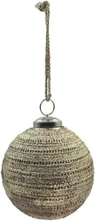 5'' ROUND EMBOSSED GLASS BALL ORNAMENT