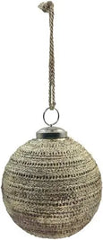 5'' ROUND EMBOSSED GLASS BALL ORNAMENT