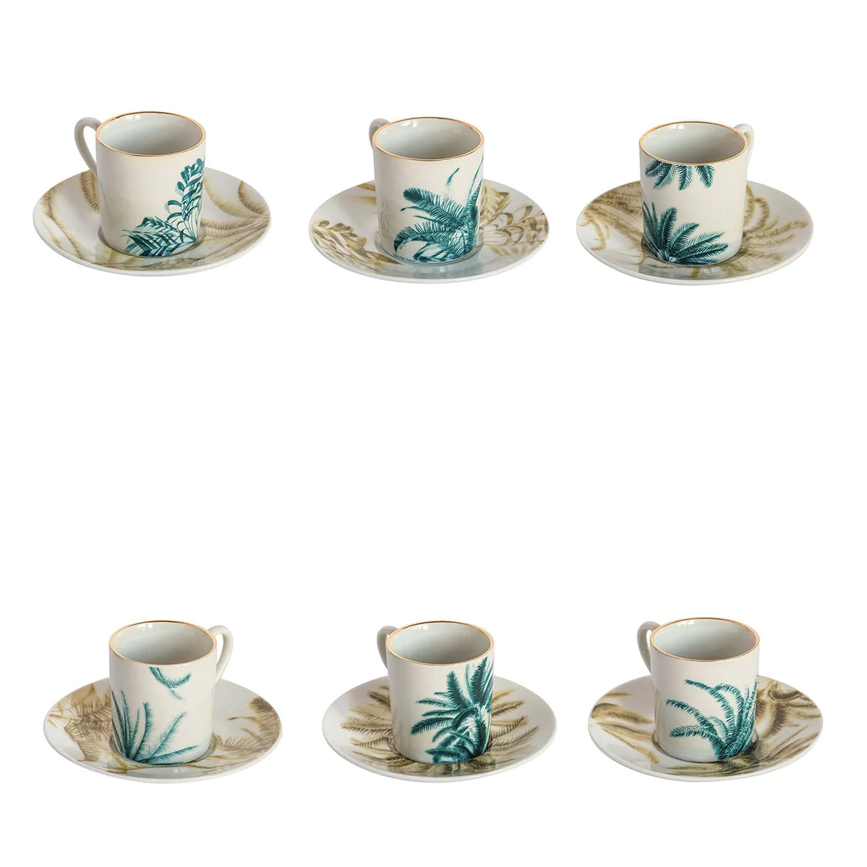 LAS PALMAS COFFEE CUPS & SAUCER ASS 6