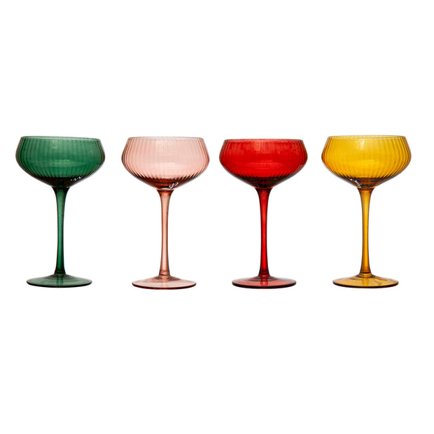 STEMMED CHAMPAGNE/COUPE GLASS, 4 COLORS