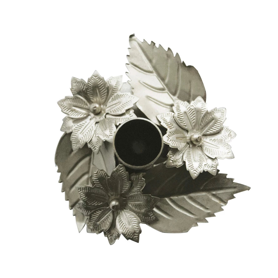 METAL PAPER HOLDER W/ POINSETTIAS & LEAVES