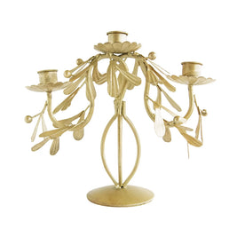 METAL CANDELABRA W/ LEAVES & BERRIES